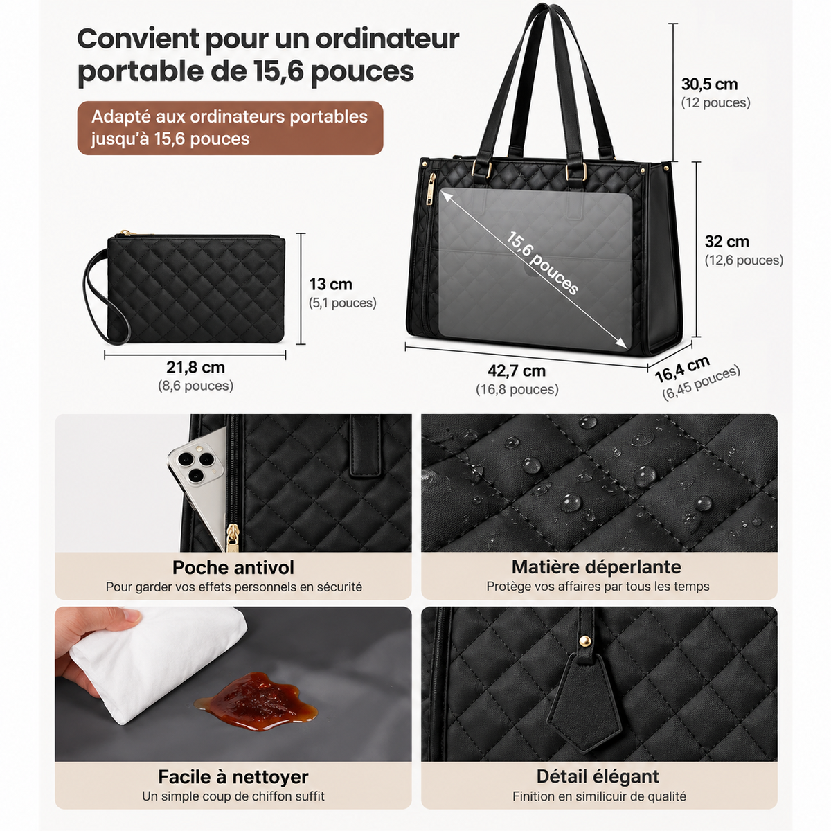 Belle dame -  Sac Cabas élégant pour Repas et Ordinateur